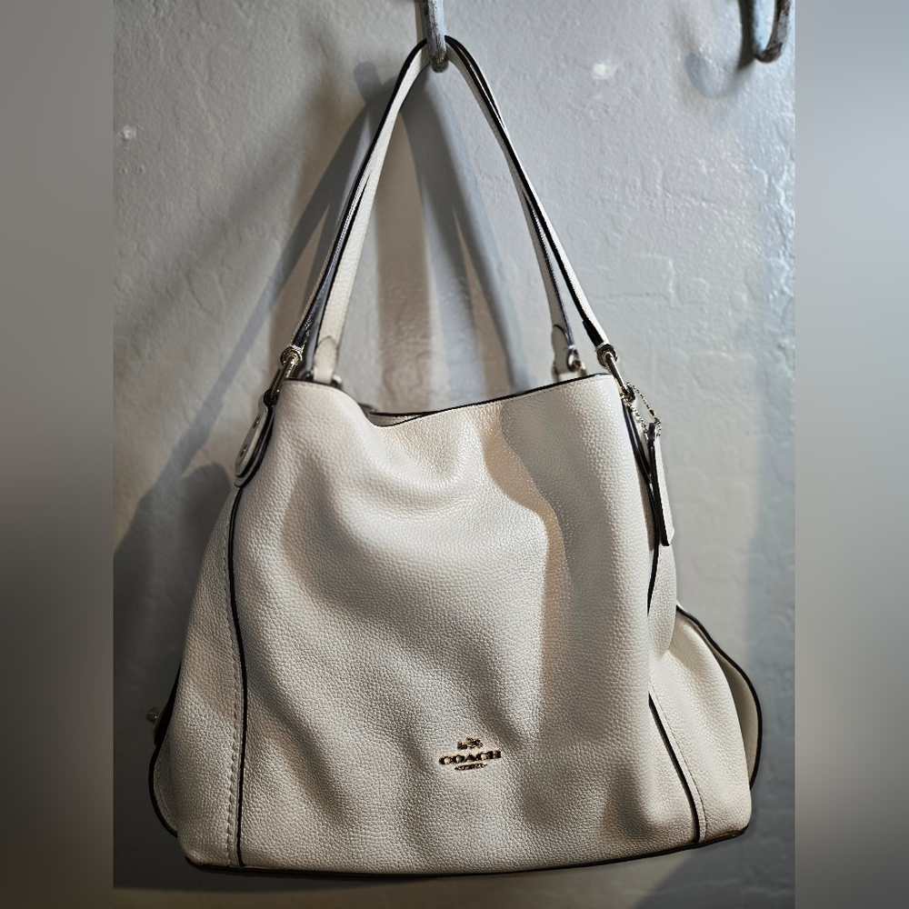 Coach Edie White Leather Shoulder Bag